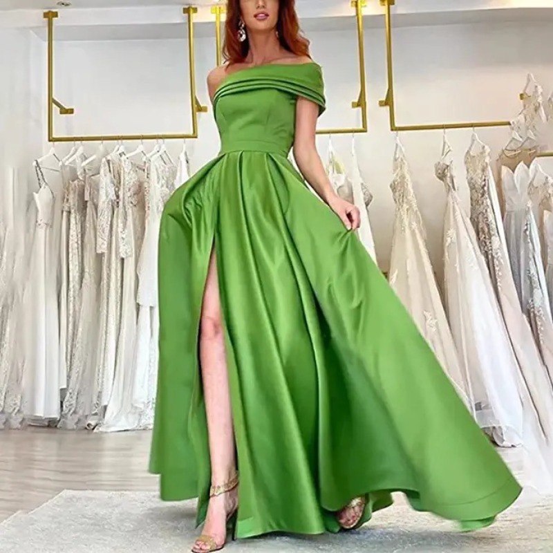 Elegant Satin Evening Gown Split - Элегантное атласное вечернее платье с открытыми