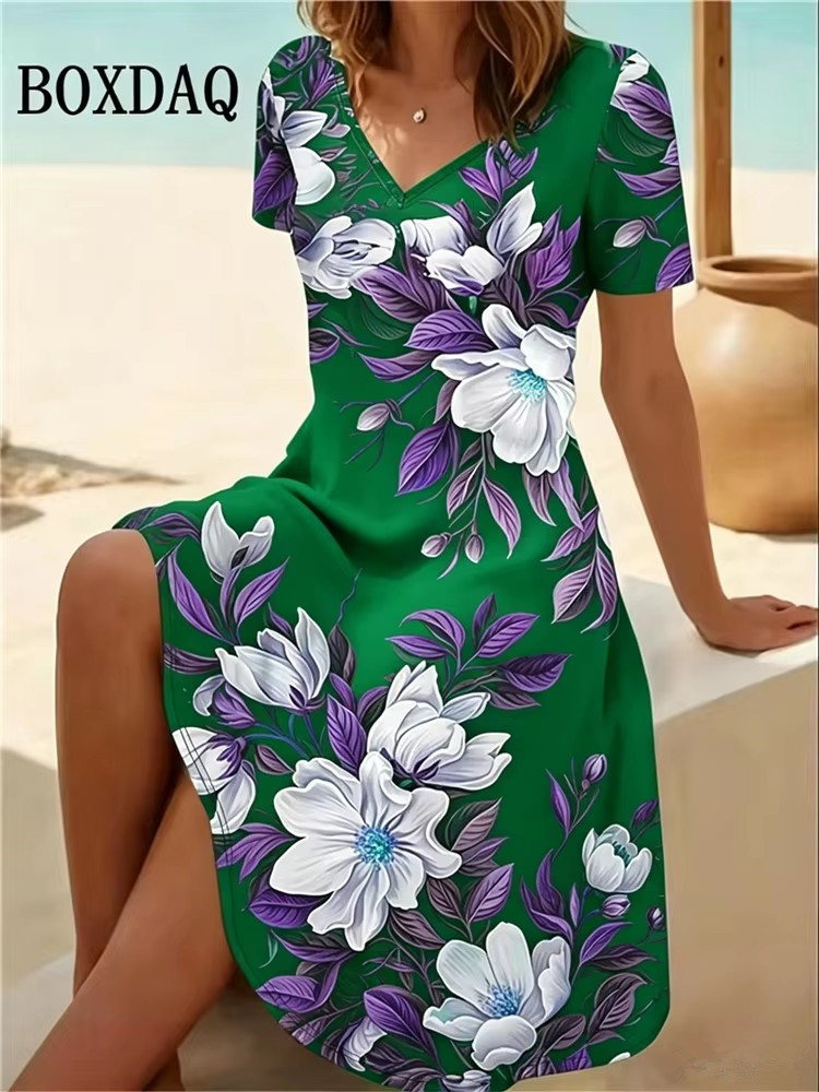 Boho Summer Beach Maxi Dress - Женское платье больших размеров 6XL, летнее