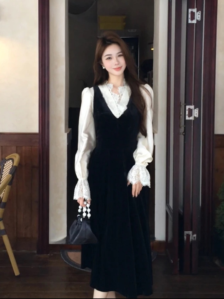 Korean Style A Line Shirt Dress - XZY Шикарный комплект: шелковая рубашка с