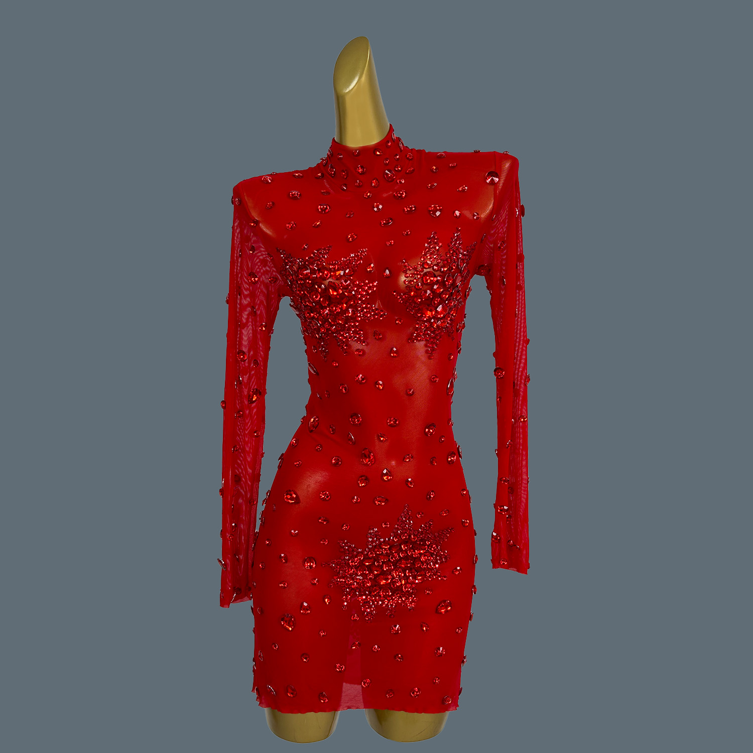 Роскошное сексуальное красное  – обзор и цена Sparkly Rhinestone Club Party Dress
