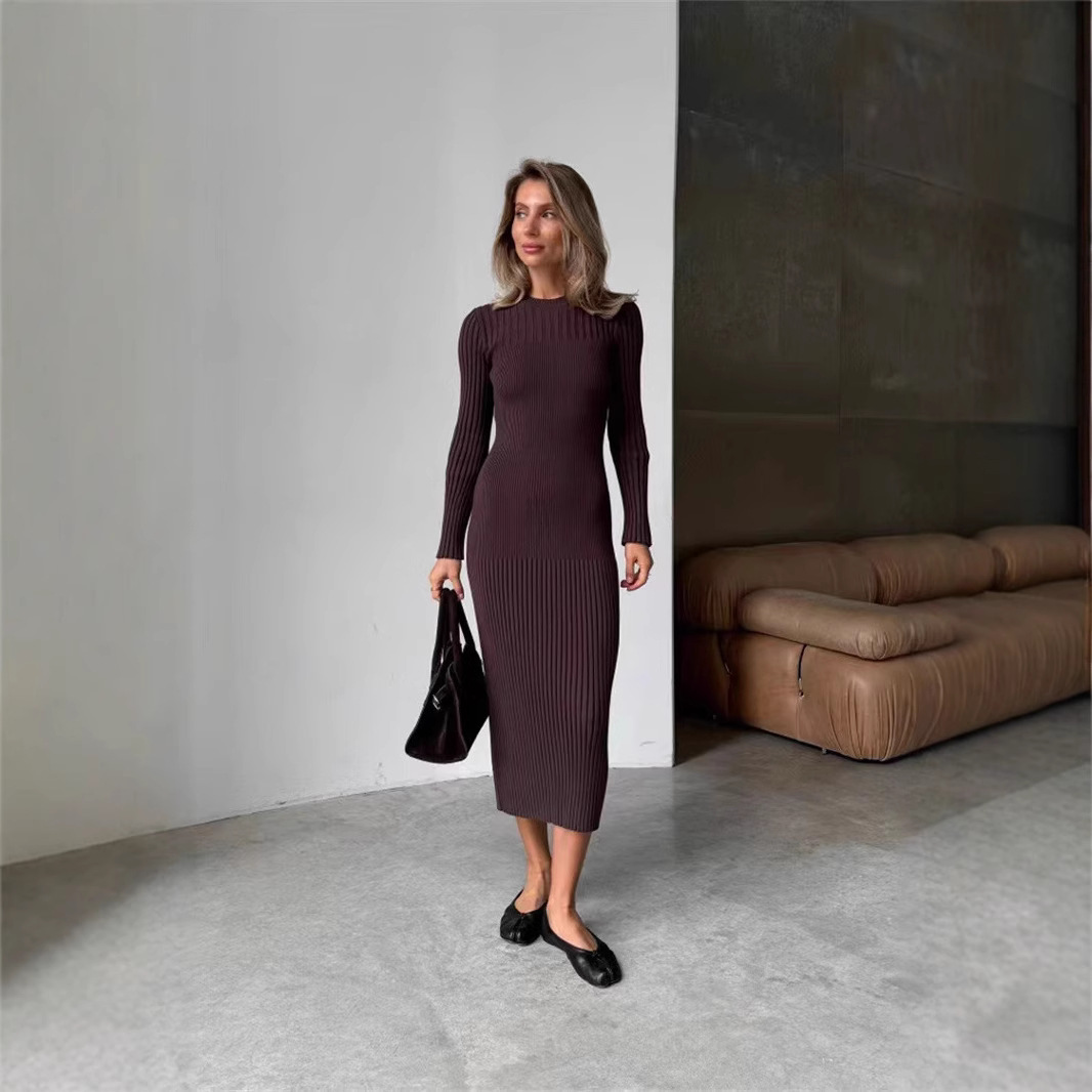 Весна 2025 г., белое, хаки, че – обзор и цена Bodycon Long Sleeve Ribbed Dress