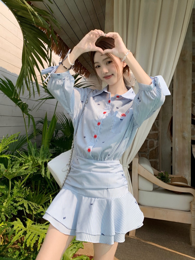 Повседневное платье-рубашка в  – обзор и цена Korean Style A Line Shirt Dress
