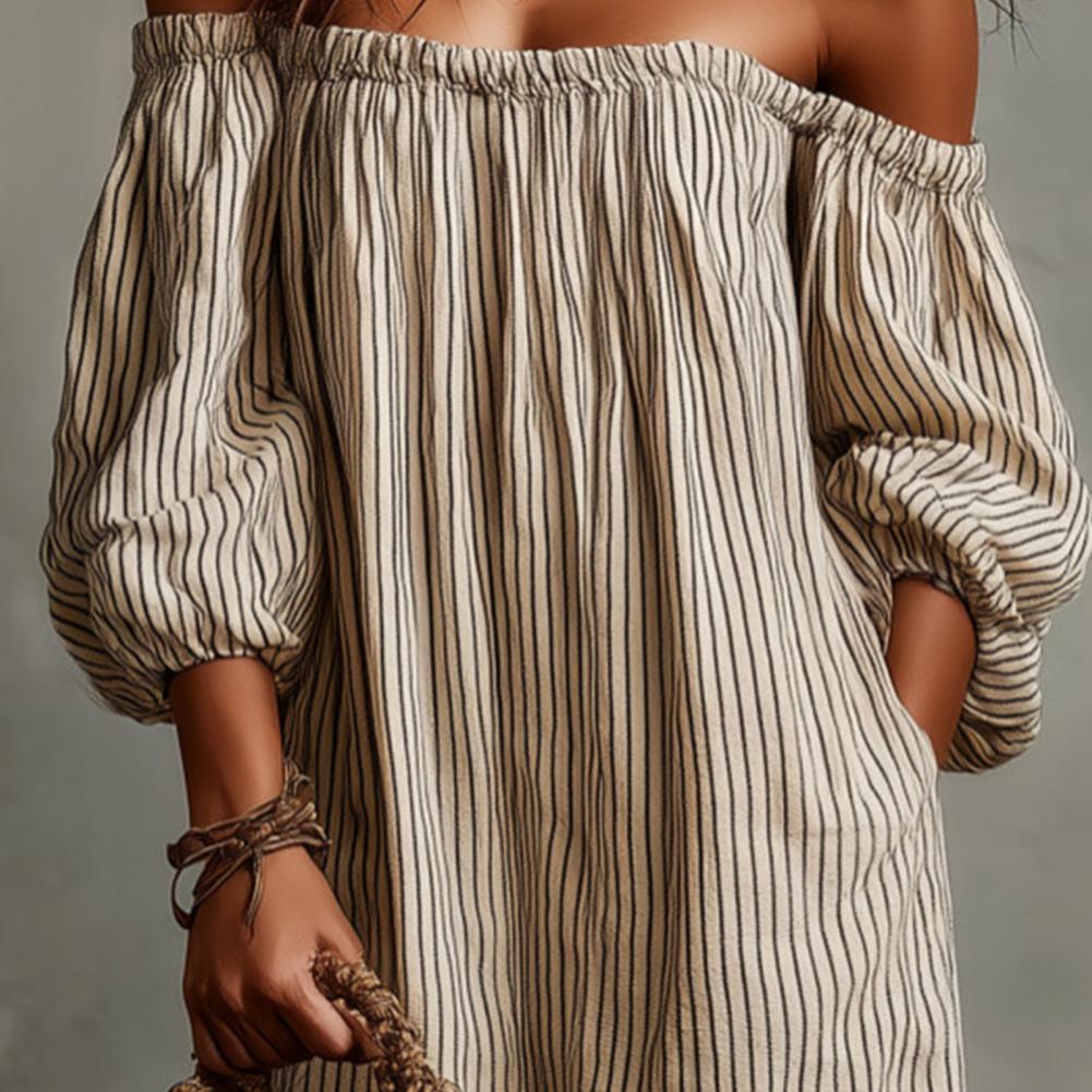Весенне-летнее женское макси-п – обзор и цена Off Shoulder Puff Sleeve Sundress