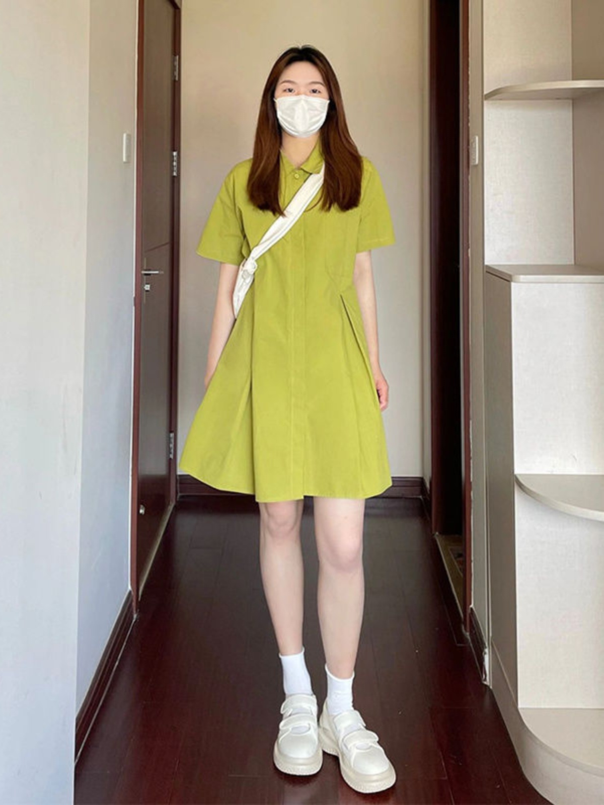 Платье с воротником больших ра – обзор и цена Korean Style A Line Shirt Dress