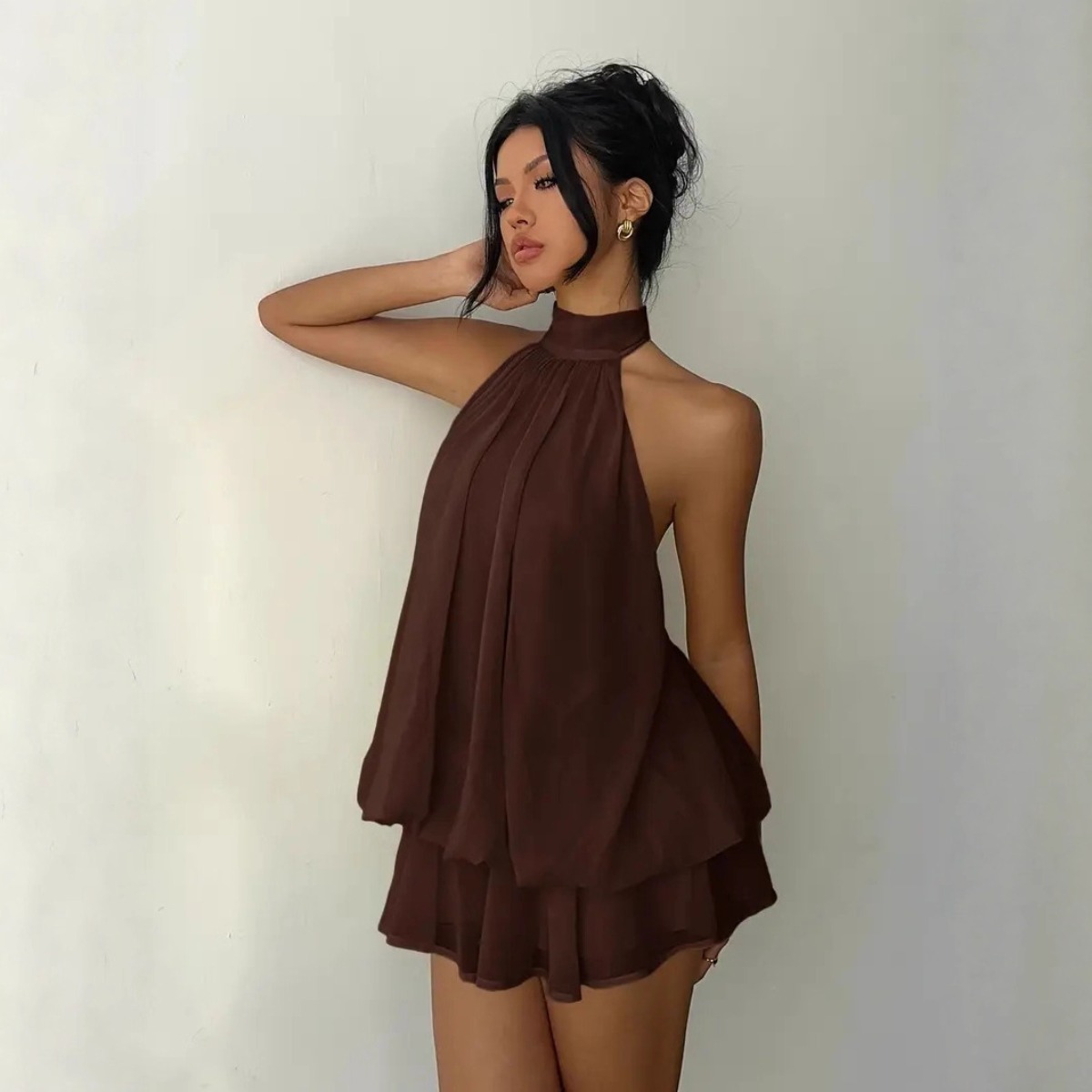 Женское платье с воротником-ха – обзор и цена Y2K Backless Halter Mini Dress