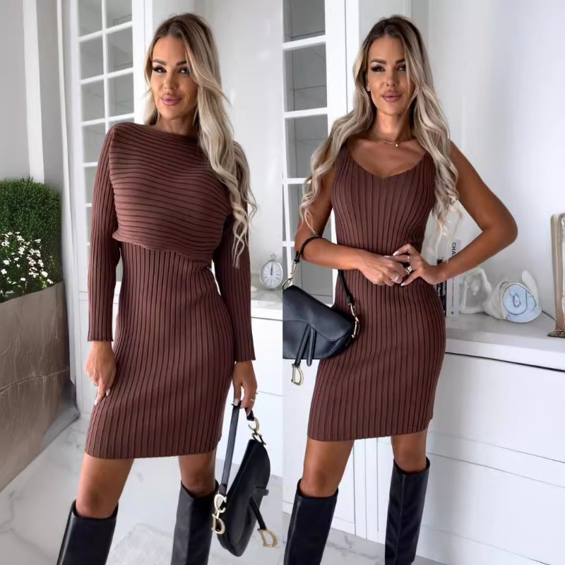 Осенний новый шикарный сексуал – обзор и цена Bodycon Long Sleeve Ribbed Dress