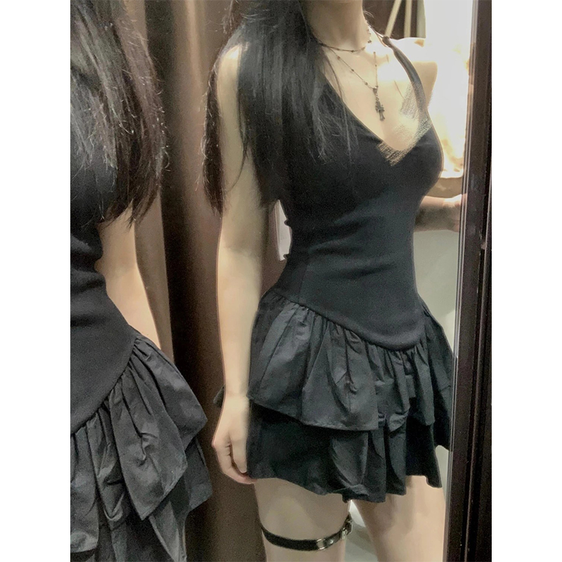 MEXZT Y2K черное мини-платье ж – обзор и цена Y2K Backless Halter Mini Dress
