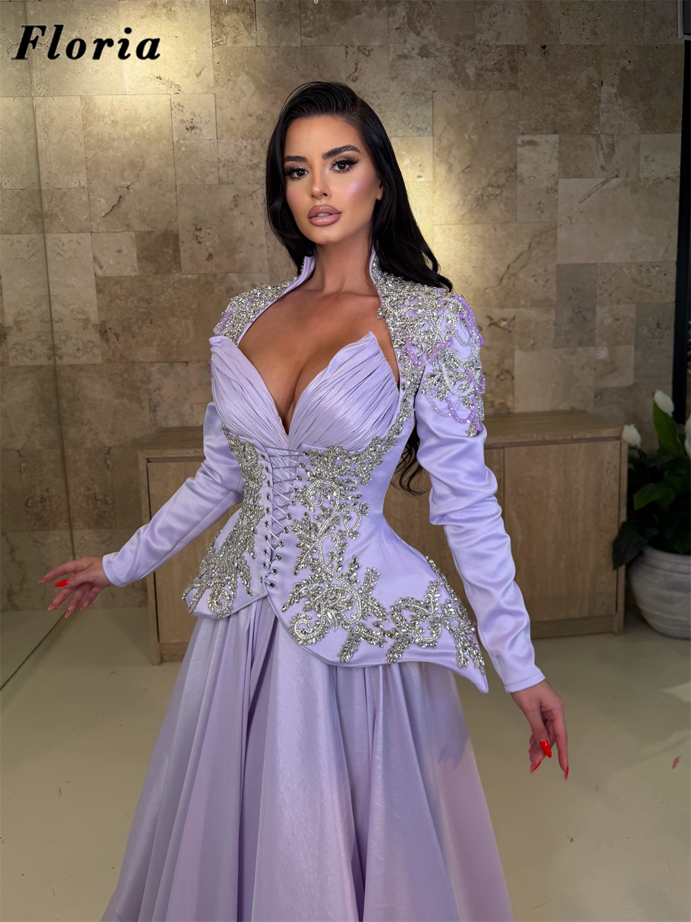 Элегантное сиреневое вечернее  – обзор и цена Elegant Satin Evening Gown Split