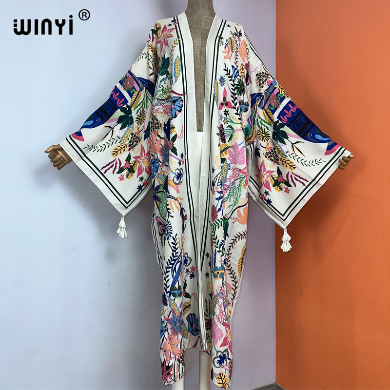 Кимоно WINYI женское с принтом – обзор и цена Boho Summer Beach Maxi Dress