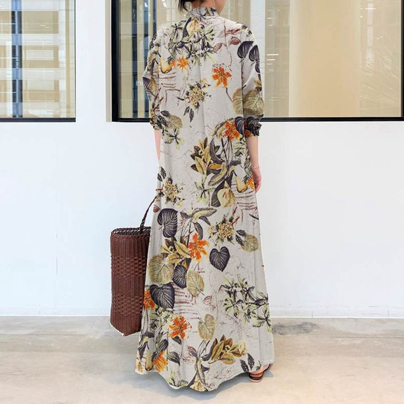 Новое осеннее повседневное пла – обзор и цена Casual Loose Linen Shirt Dress