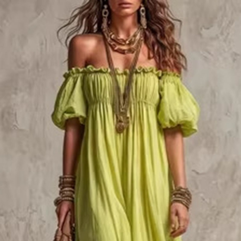 Женское летнее платье макси с  – обзор и цена Off Shoulder Puff Sleeve Sundress