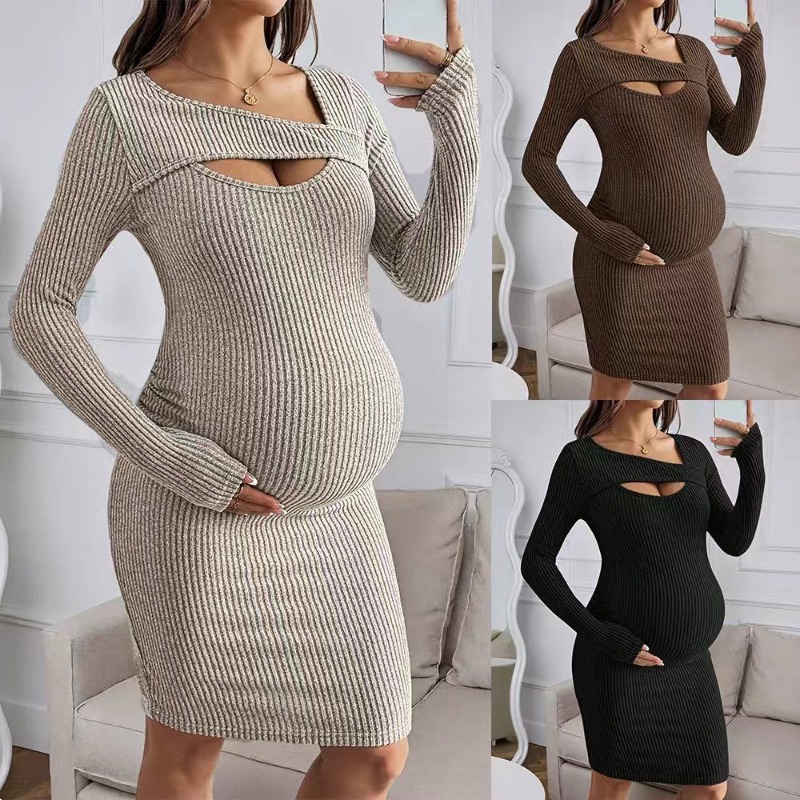 Одежда для беременных: платье  – обзор и цена Bodycon Long Sleeve Ribbed Dress