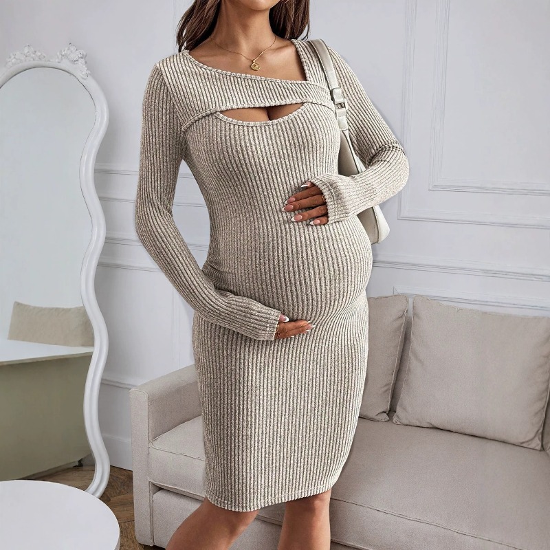 Одежда для беременных: платье  – обзор и цена Bodycon Long Sleeve Ribbed Dress