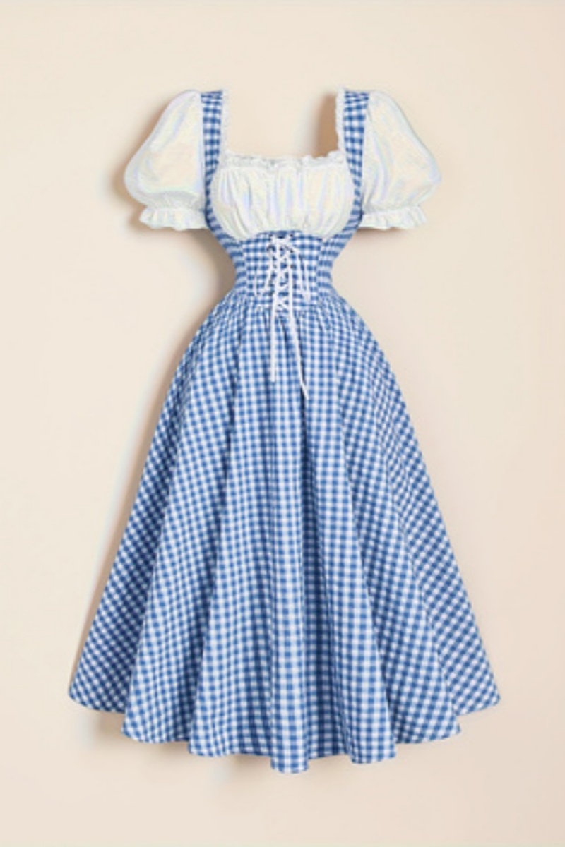 Женское модное сине-белое плат – обзор и цена French Vintage Floral Midi Dress