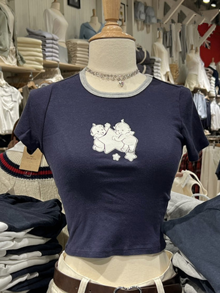 Женская хлопковая футболка с к – обзор и цена Y2K Graphic Baby Tee Crop