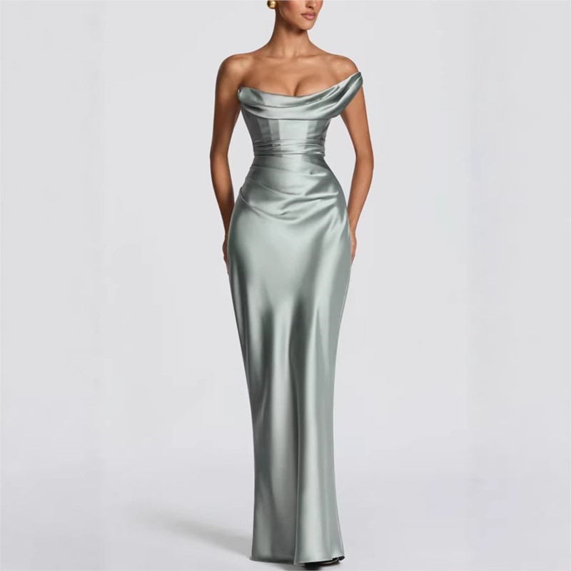 Элегантное облегающее атласное – обзор и цена Elegant Satin Evening Gown Split