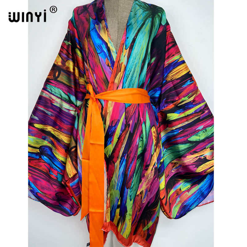 Женское пляжное кимоно с поясо – обзор и цена Boho Summer Beach Maxi Dress