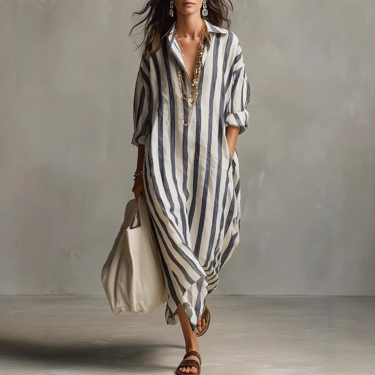 Летнее элегантное льняное плат – обзор и цена Casual Loose Linen Shirt Dress