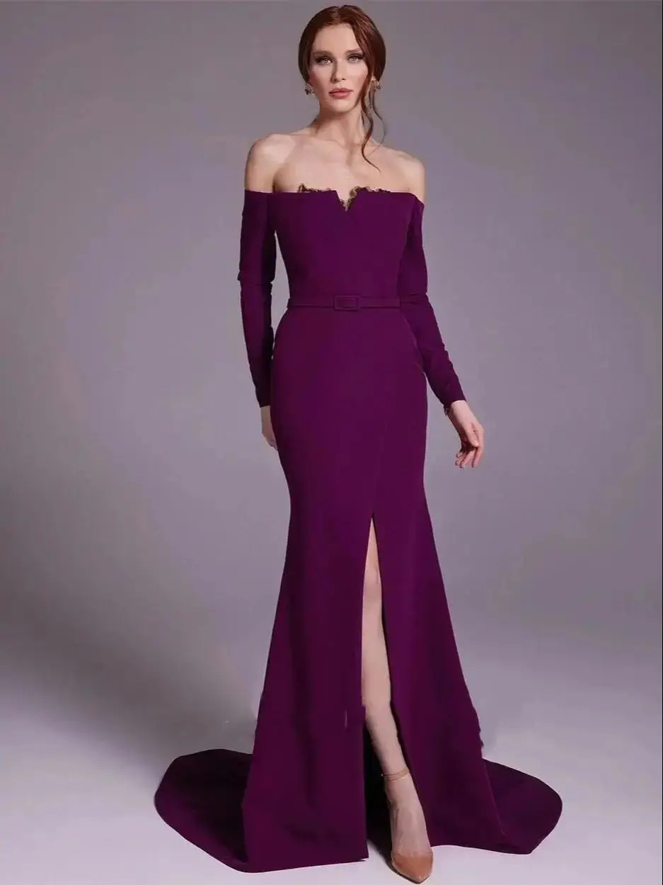 Элегантное Фиолетовое Атласное – обзор и цена Elegant Satin Evening Gown Split